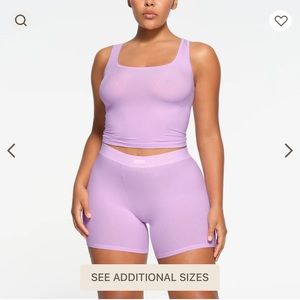 skims purple soft ribbed tank and boxer set